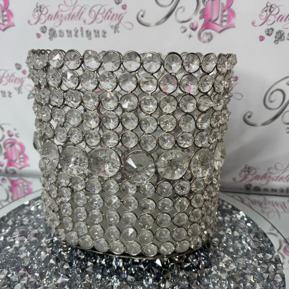 Crystal Embellished Silver Basket 🧺 bling rhinestone diamond storage basket - Picture 2 of 7